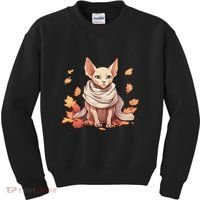 Cute Sphynx Cat Autumn Hairless Adorable Sphynx Cat Lover Kids Sweatshirt thumb 0