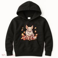 Cute Sphynx Cat Autumn Hairless Adorable Sphynx Cat Lover Kids Hoodie thumb 0
