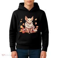 Cute Sphynx Cat Autumn Hairless Adorable Sphynx Cat Lover Kids Hoodie thumb 4