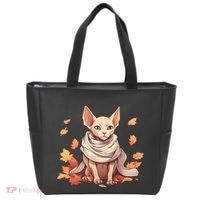 Cute Sphynx Cat Autumn Hairless Adorable Sphynx Cat Lover Tote Bag thumb 0