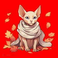Cute Sphynx Cat Autumn Hairless Adorable Sphynx Cat Lover Santa Hat thumb 1