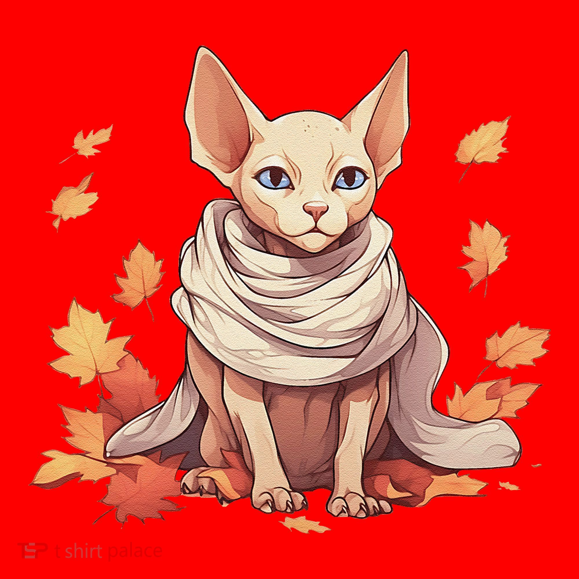 Cute Sphynx Cat Autumn Hairless Adorable Sphynx Cat Lover Santa Hat
