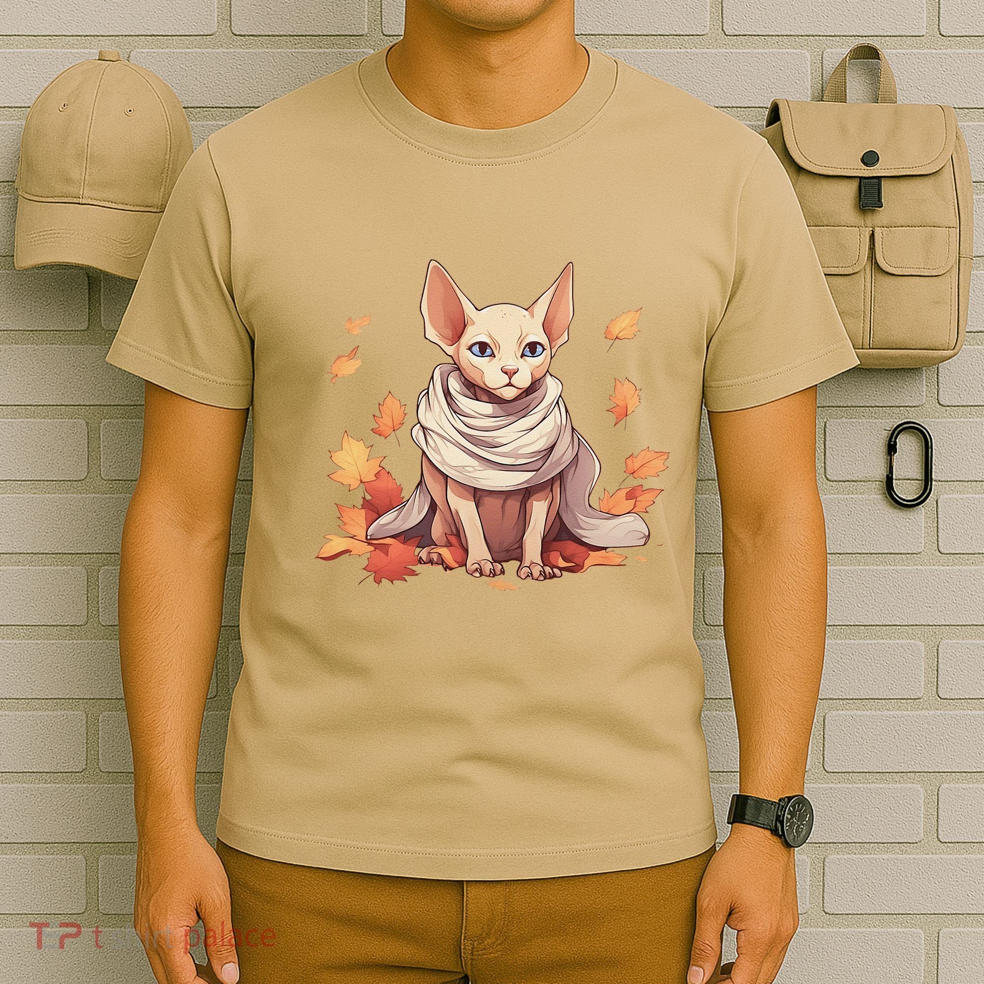 Cute Sphynx Cat Autumn Hairless Adorable Sphynx Cat Lover T-Shirt