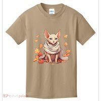 Cute Sphynx Cat Autumn Hairless Adorable Sphynx Cat Lover Kids T-Shirt thumb 0