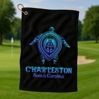 Charleston South Carolina Beach Charleston Sc Sea Turtle Golf Towel thumb 1