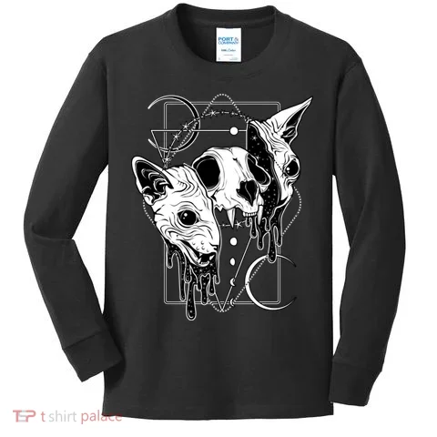 Cosmic Sphynx Kids Long Sleeve Shirt in the selected color