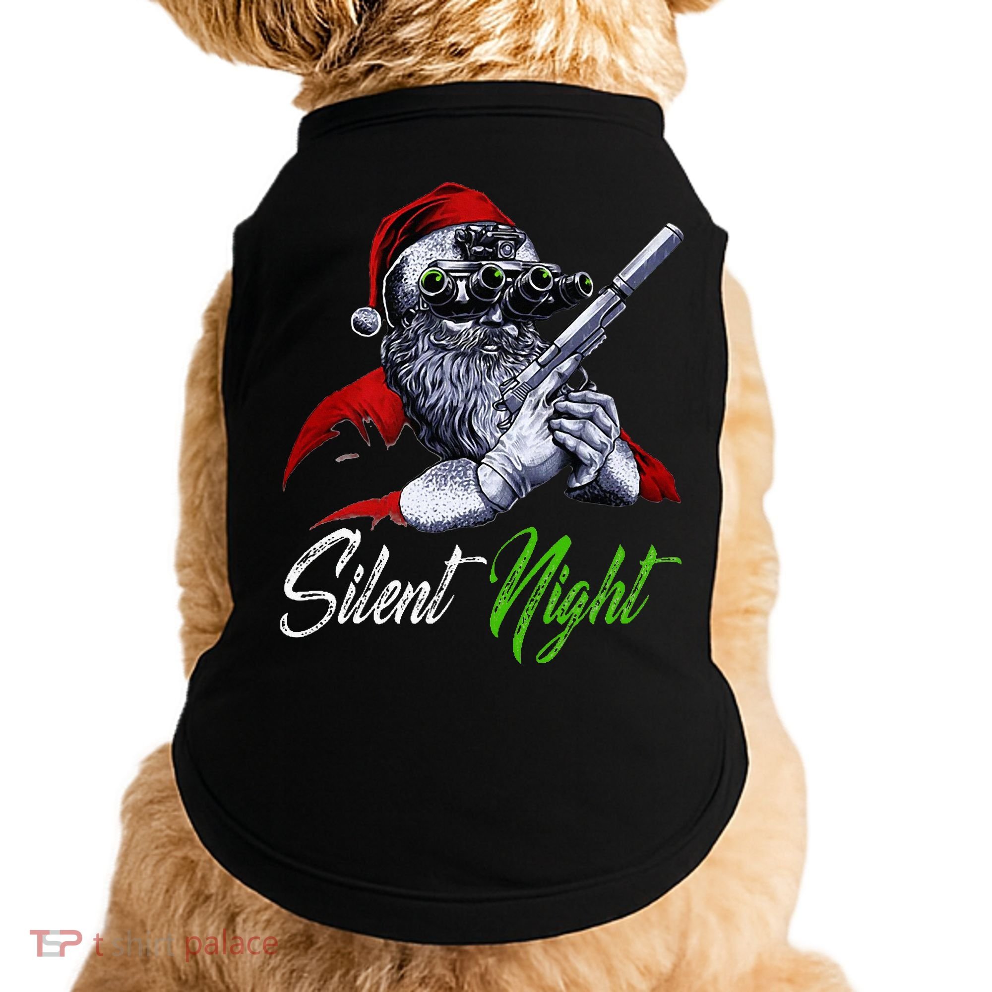 Christmas Santa Claus Guns Silent Night Santa Doggie Tank