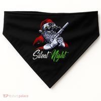 Christmas Santa Claus Guns Silent Night Santa USA-Made Doggie Bandana thumb 0