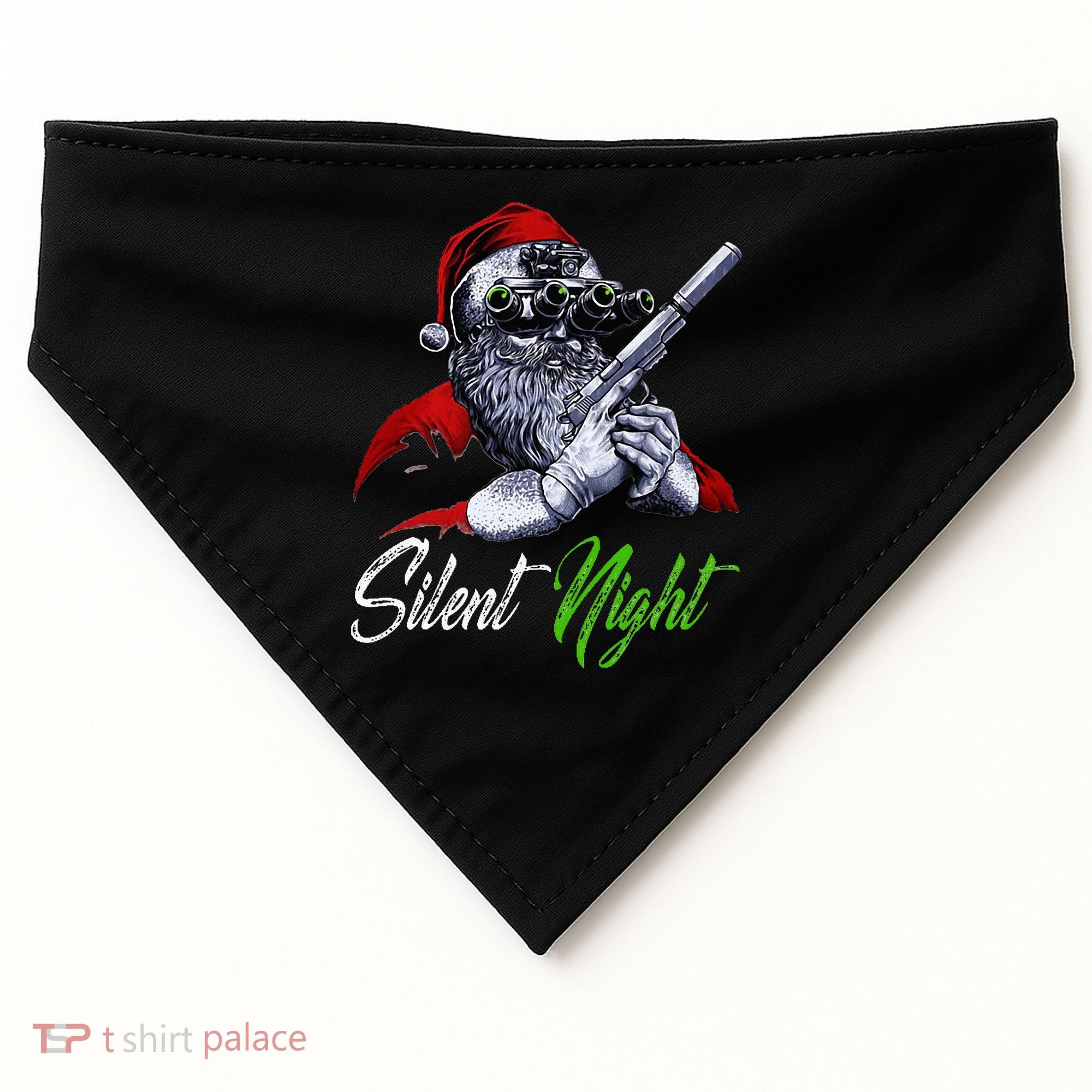 Christmas Santa Claus Guns Silent Night Santa USA-Made Doggie Bandana