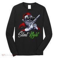 Christmas Santa Claus Guns Silent Night Santa Long Sleeve Shirt thumb 0