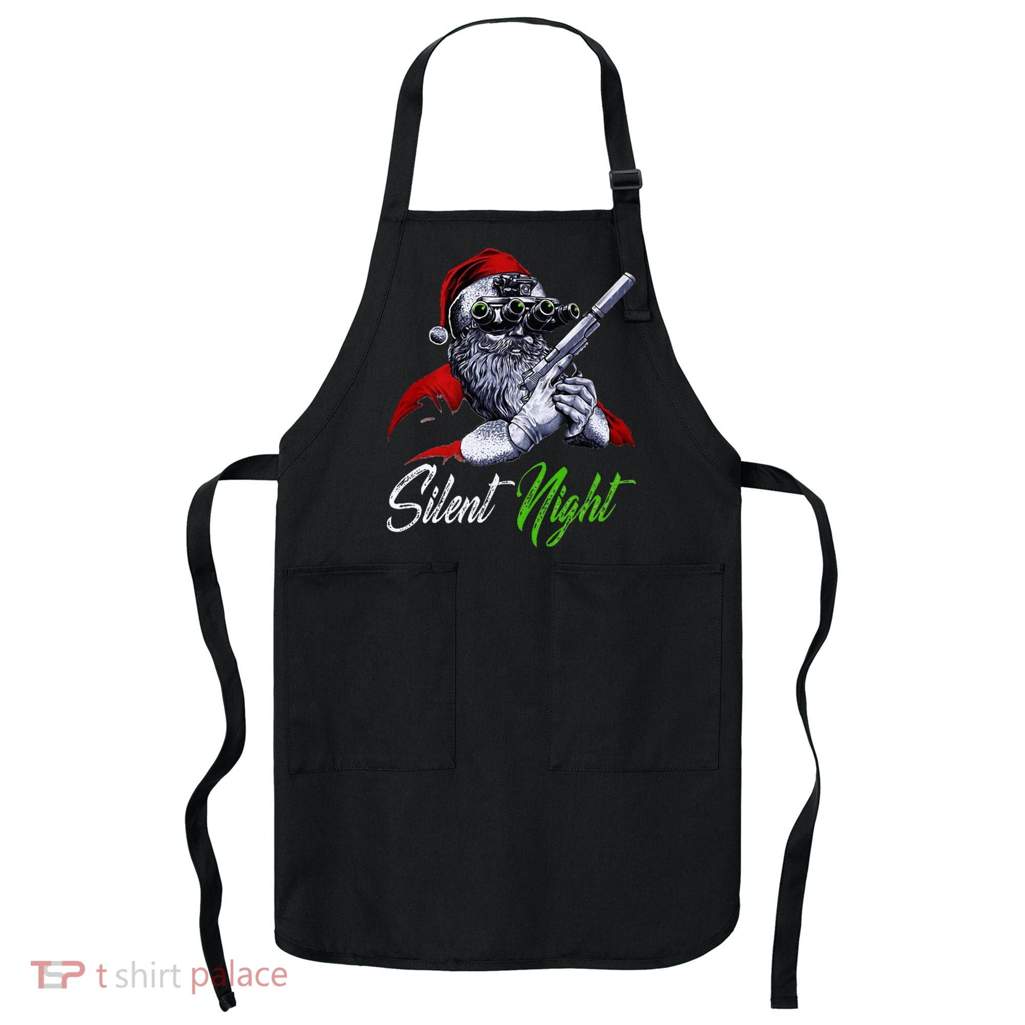 Christmas Santa Claus Guns Silent Night Santa Apron