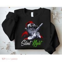 Christmas Santa Claus Guns Silent Night Santa Sweatshirt thumb 2