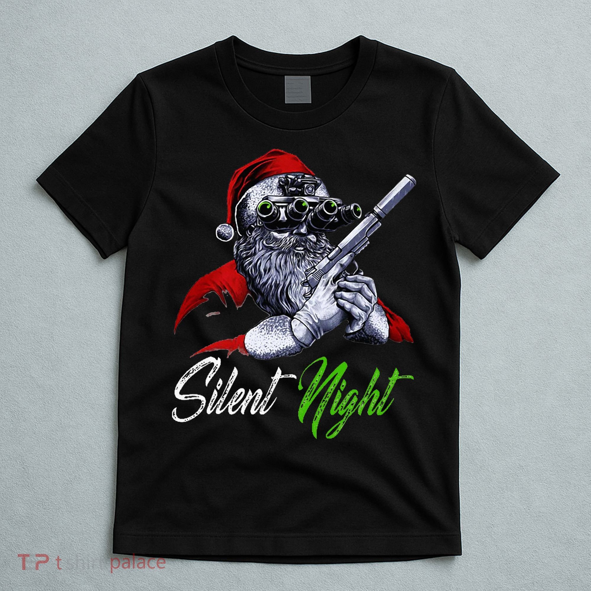 Christmas Santa Claus Guns Silent Night Santa T-Shirt