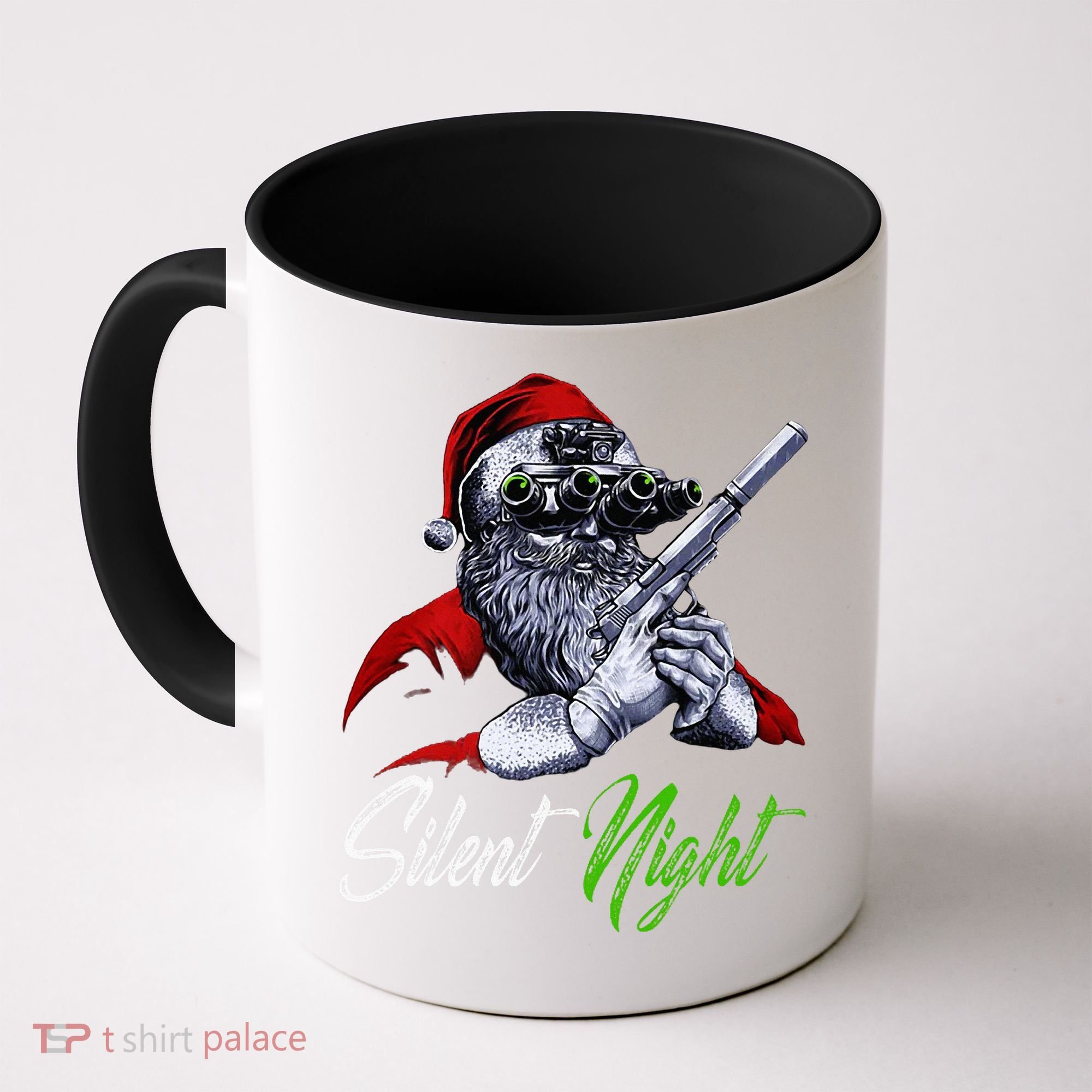 Christmas Santa Claus Guns Silent Night Santa Coffee Mug