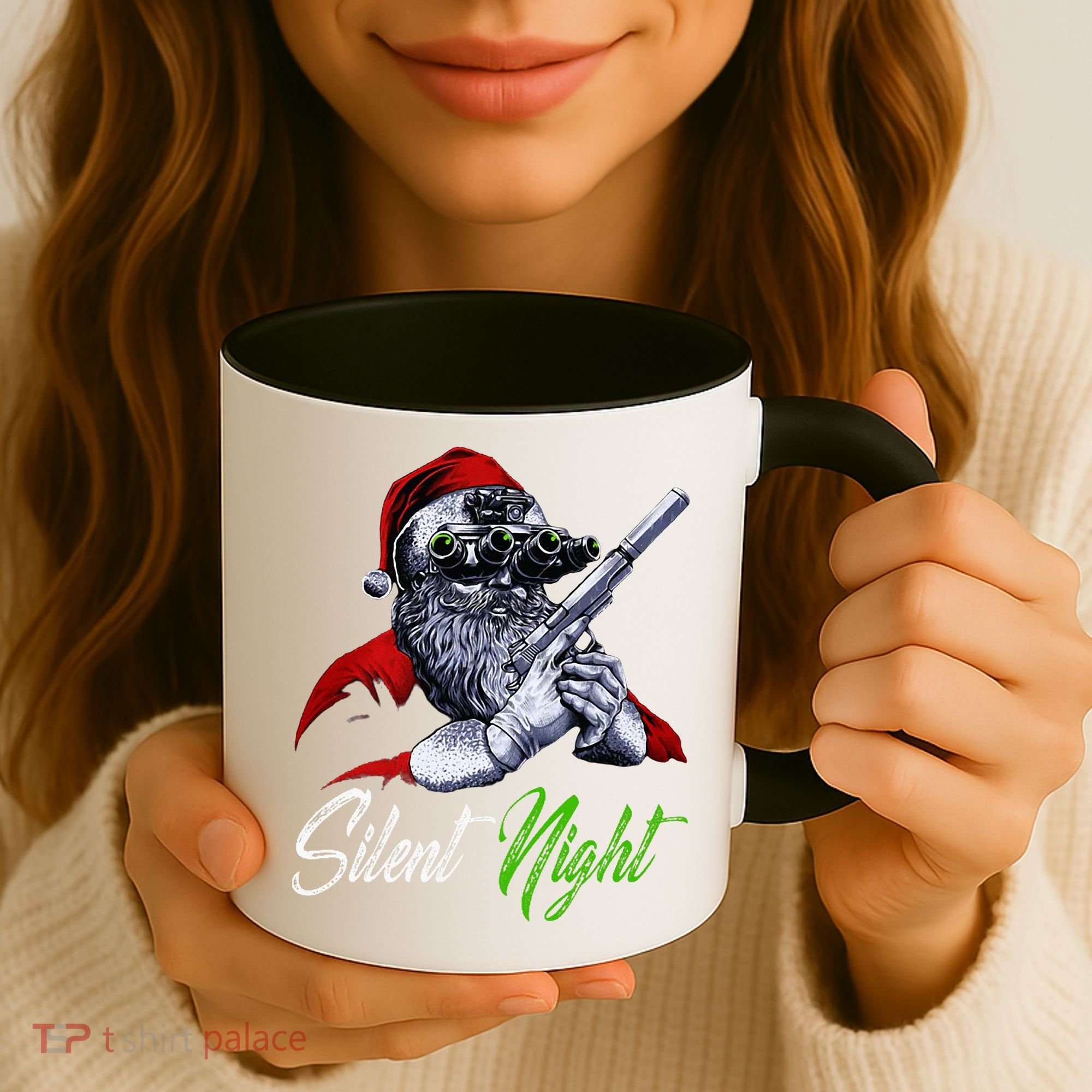 Christmas Santa Claus Guns Silent Night Santa Coffee Mug