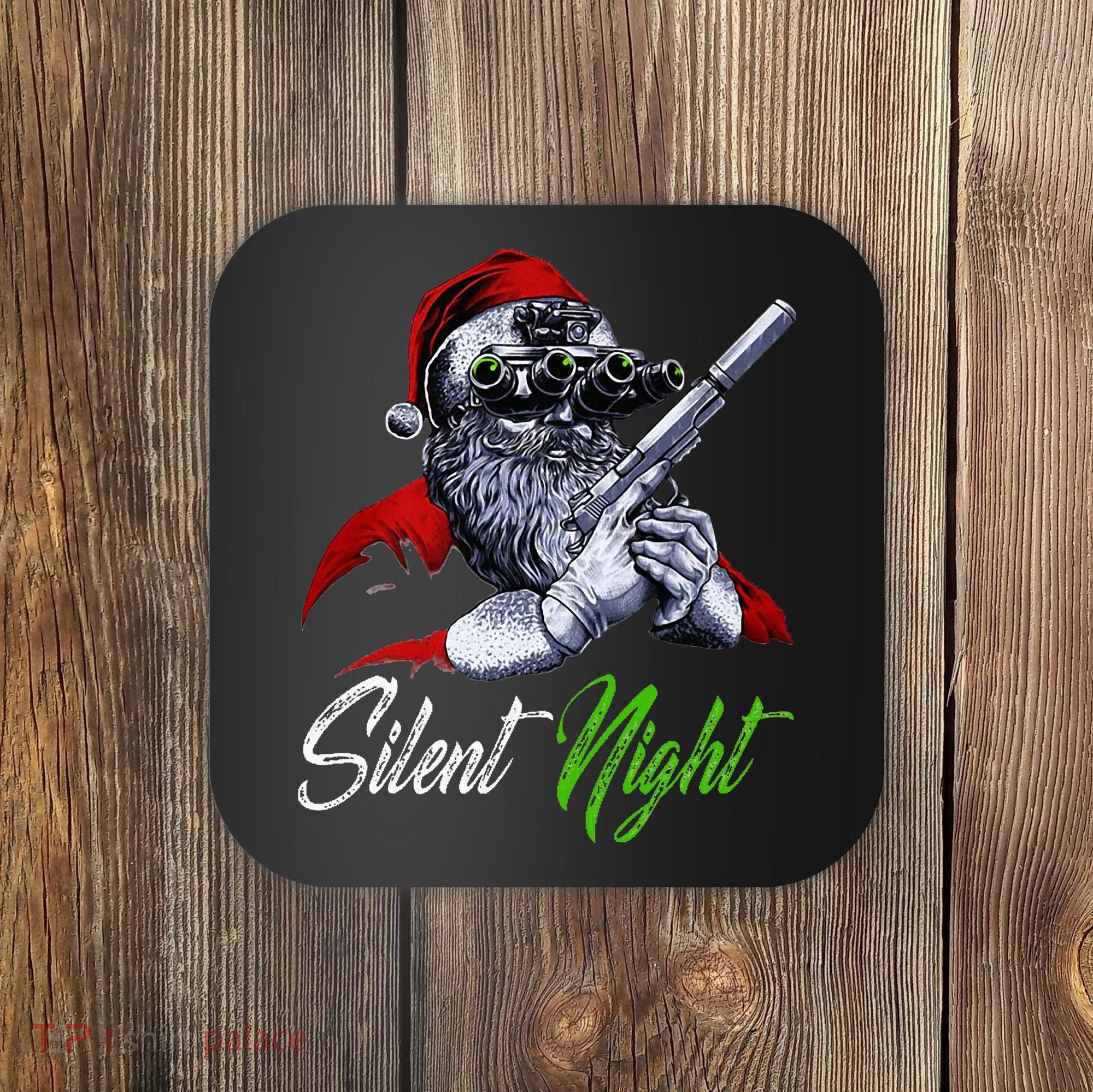 Christmas Santa Claus Guns Silent Night Santa Coaster