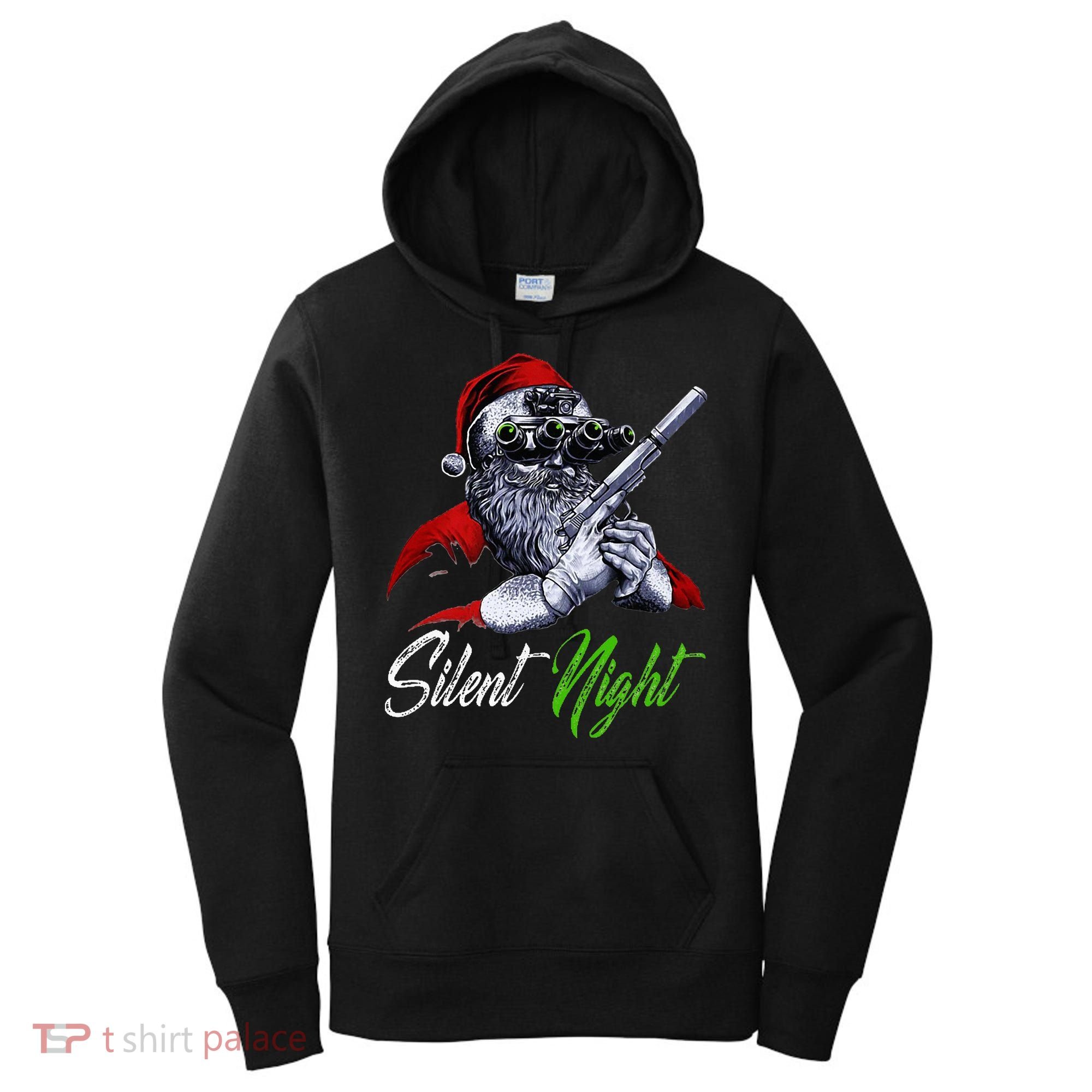 Christmas Santa Claus Guns Silent Night Santa Women's Hoodie