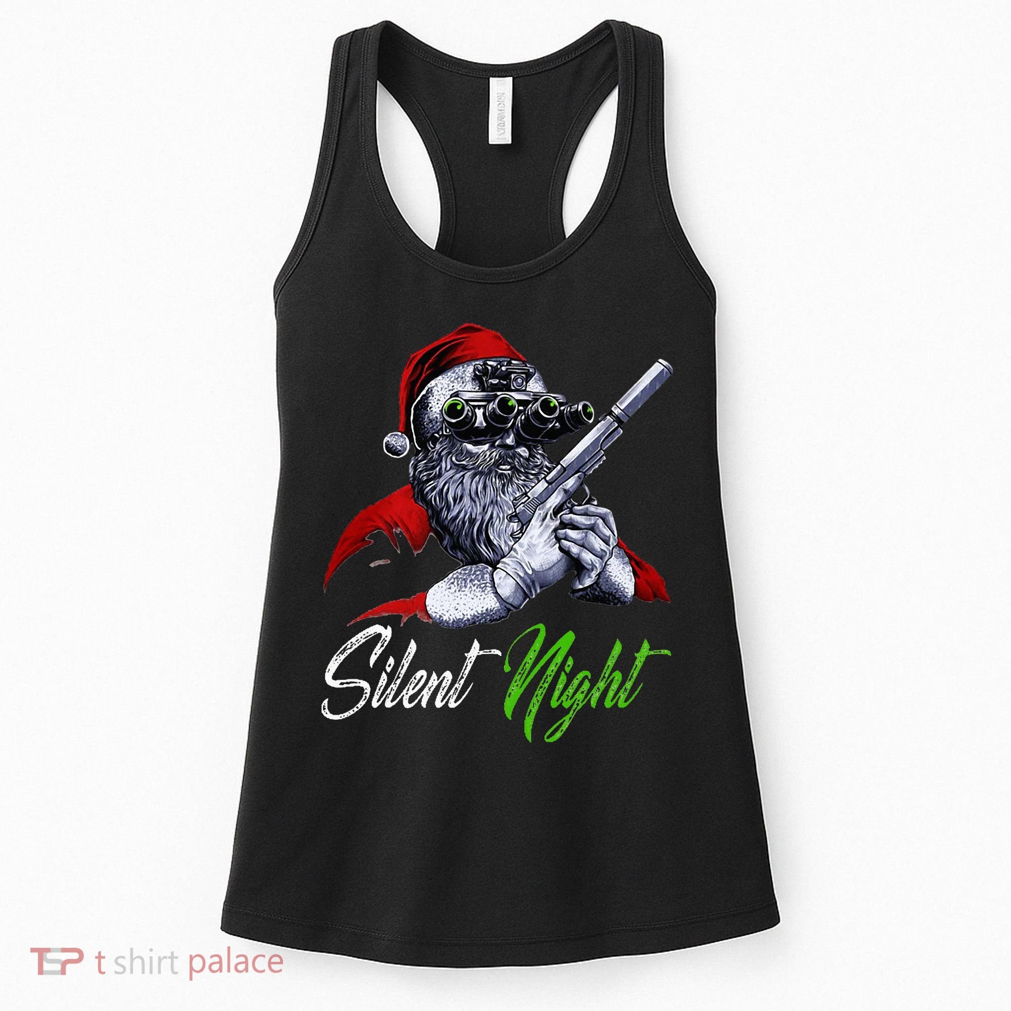 Christmas Santa Claus Guns Silent Night Santa Women's Tank Top