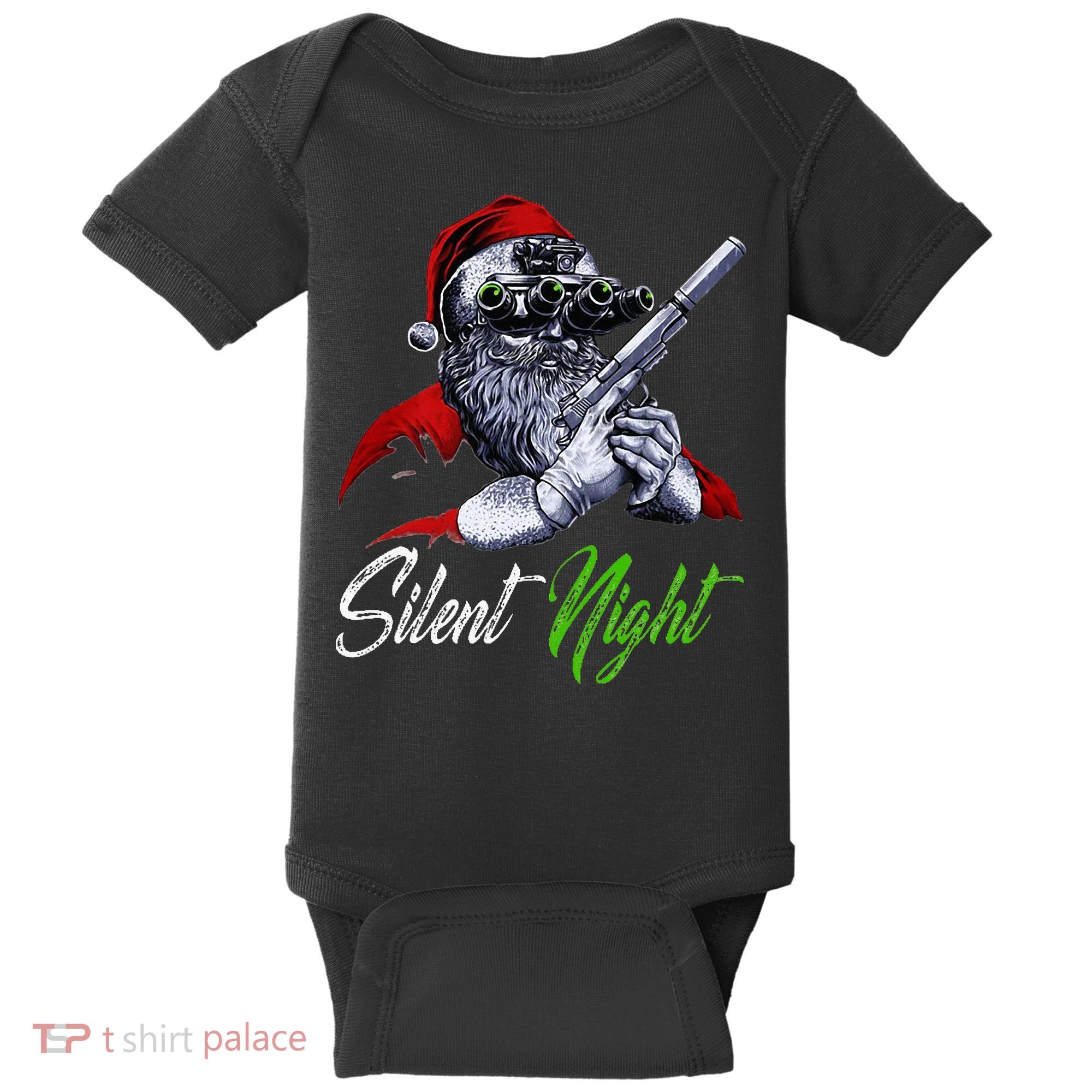Christmas Santa Claus Guns Silent Night Santa Baby Bodysuit