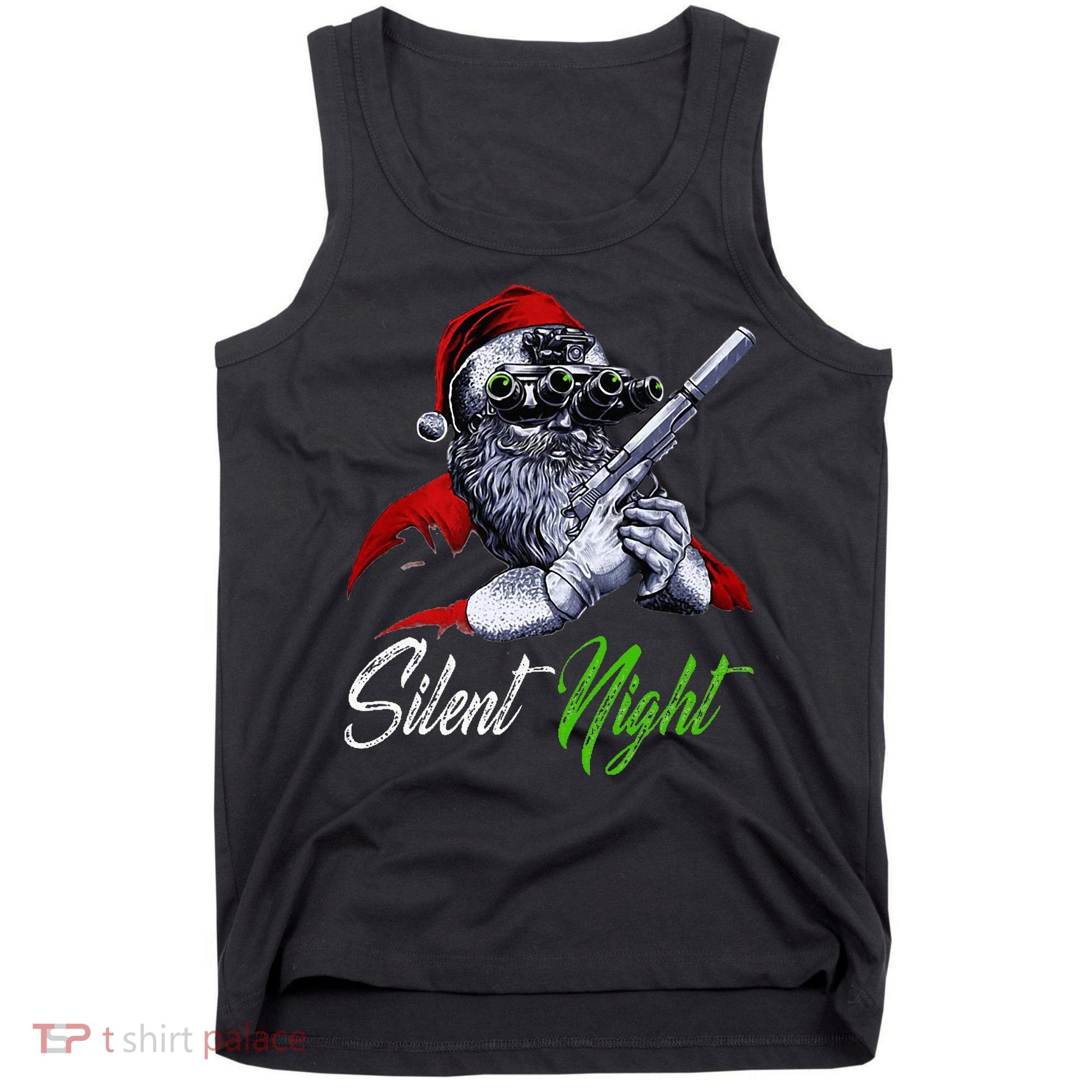 Christmas Santa Claus Guns Silent Night Santa Tank Top