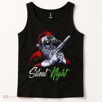 Christmas Santa Claus Guns Silent Night Santa Tank Top thumb 2