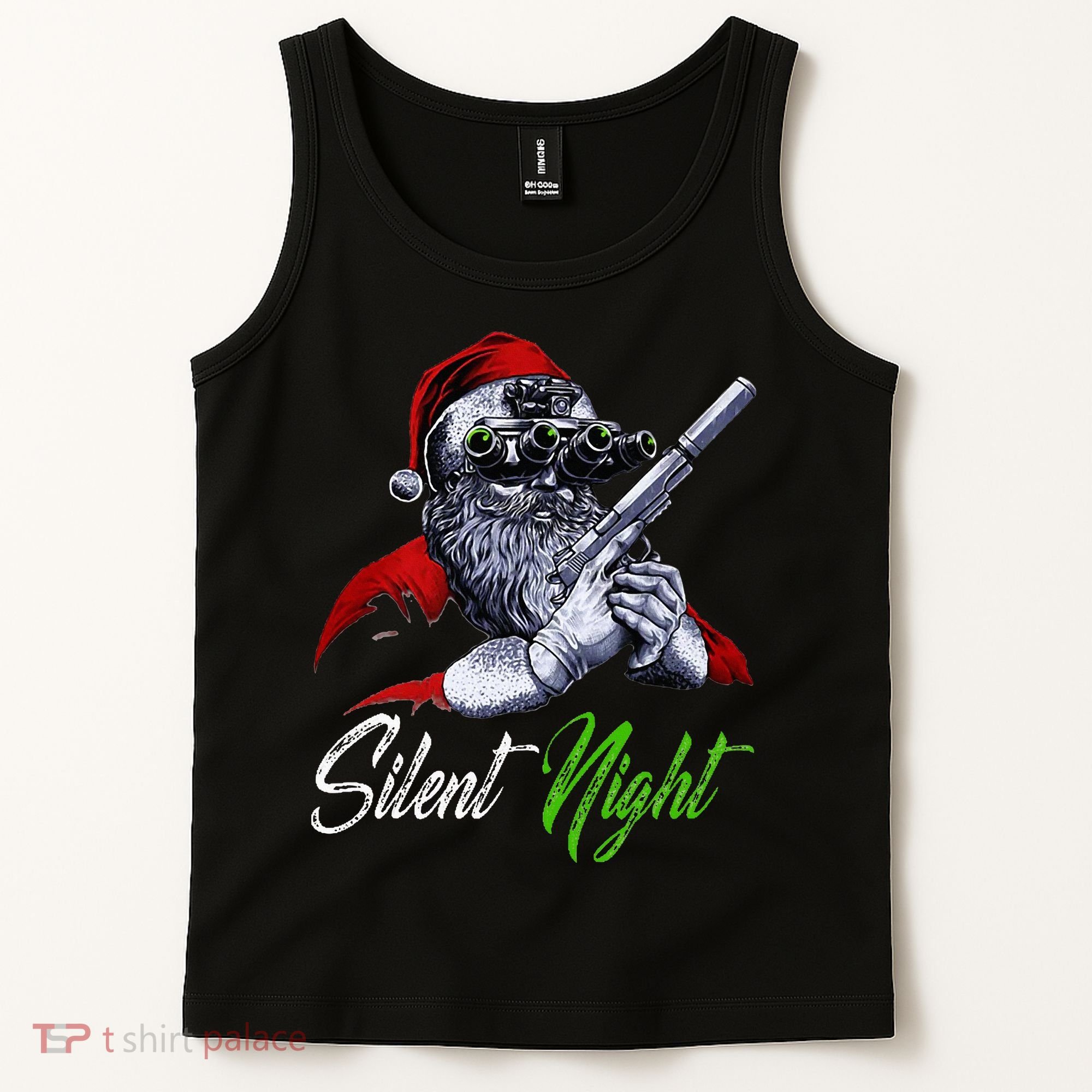 Christmas Santa Claus Guns Silent Night Santa Tank Top