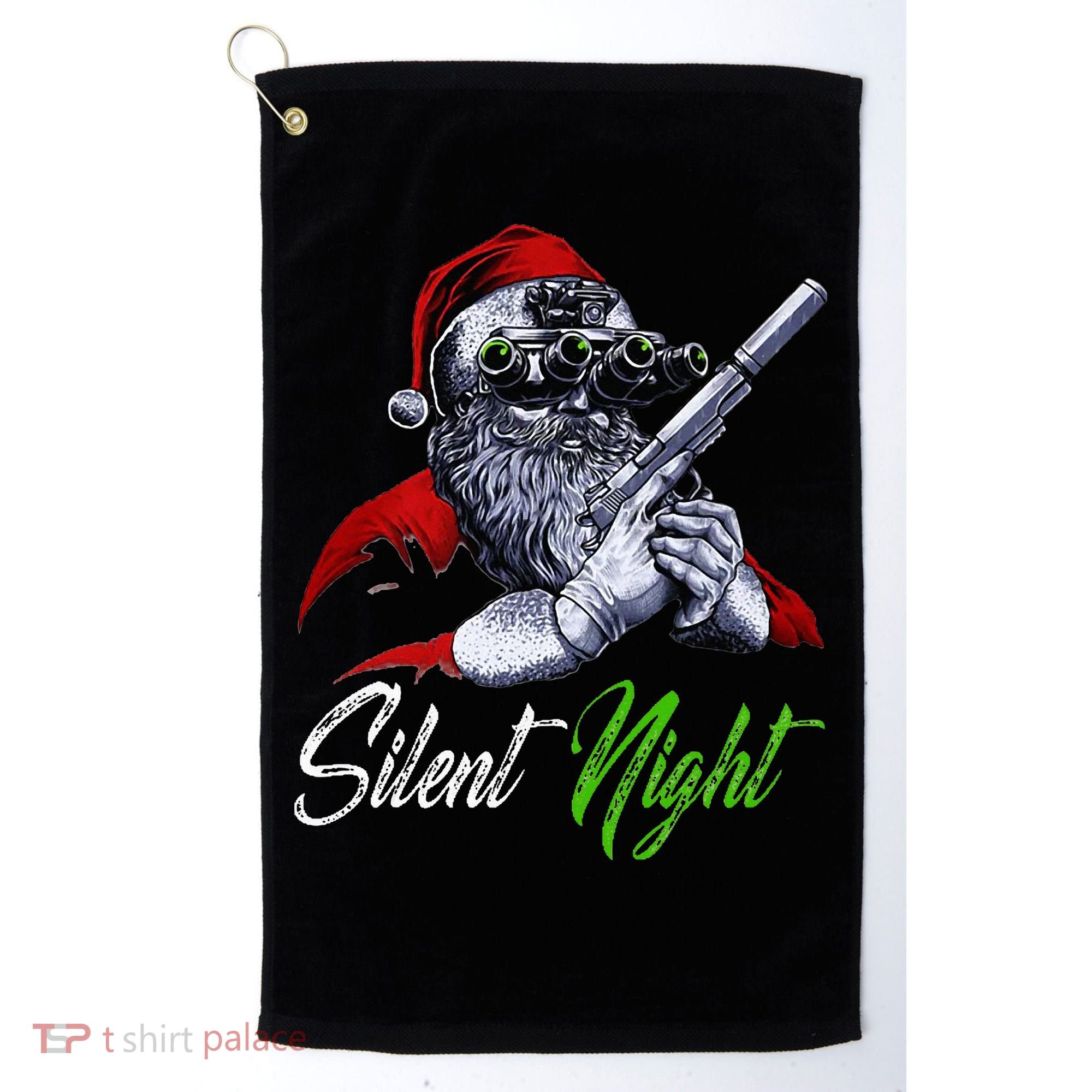 Christmas Santa Claus Guns Silent Night Santa Golf Towel