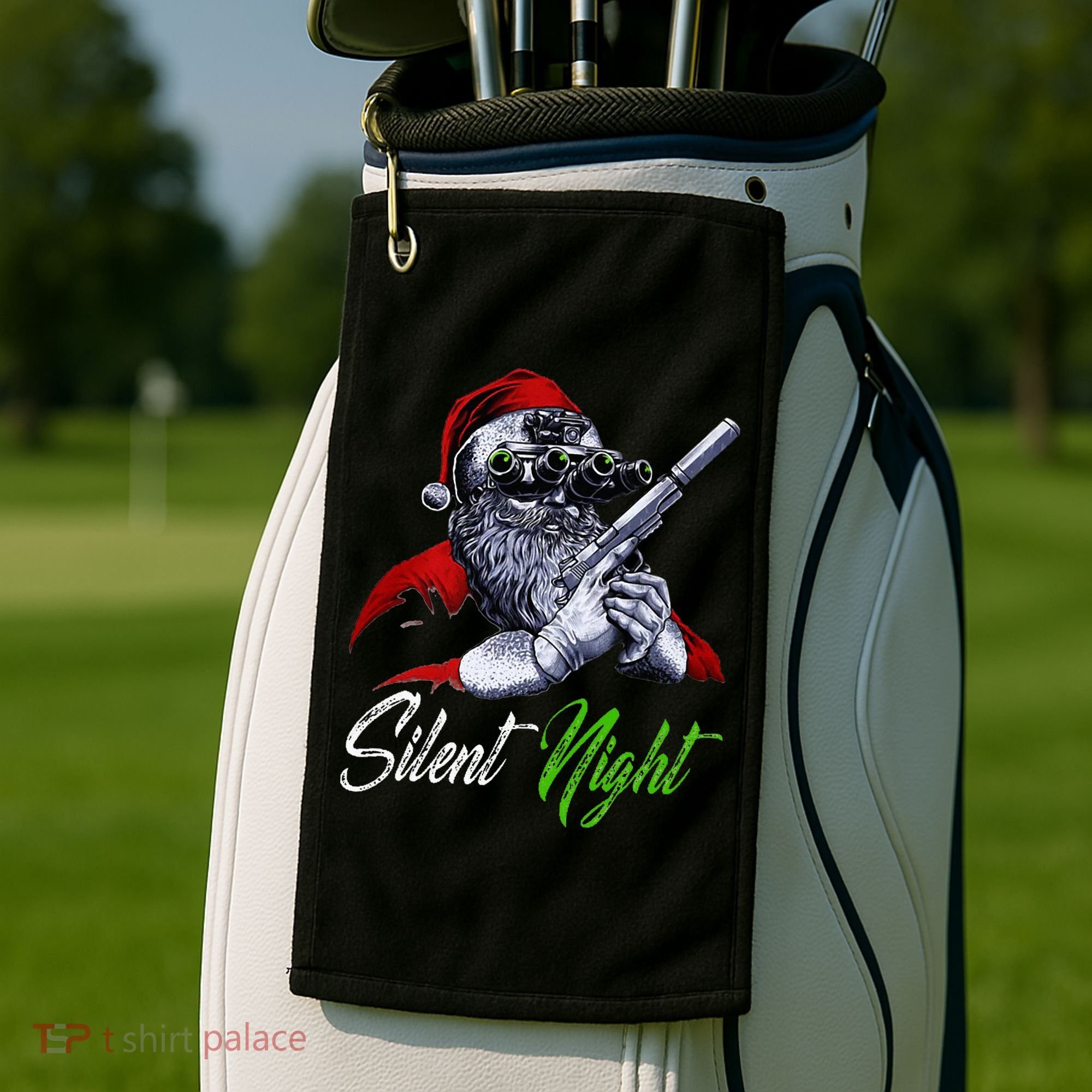 Christmas Santa Claus Guns Silent Night Santa Golf Towel