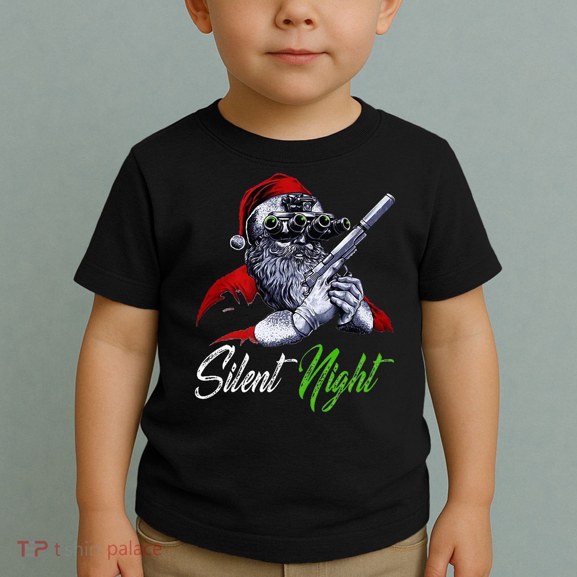 Christmas Santa Claus Guns Silent Night Santa Toddler T-Shirt