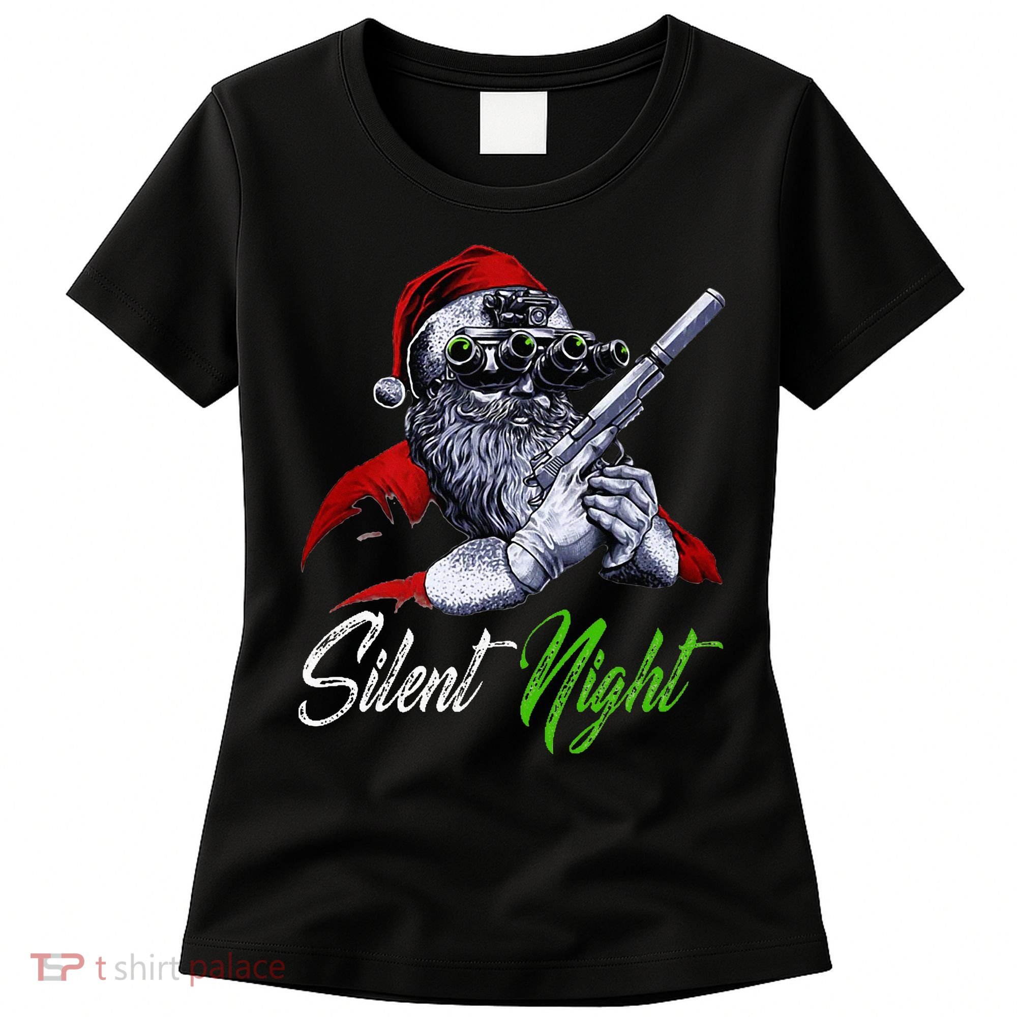 Christmas Santa Claus Guns Silent Night Santa Women's T-Shirt