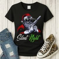 Christmas Santa Claus Guns Silent Night Santa Women's T-Shirt thumb 3