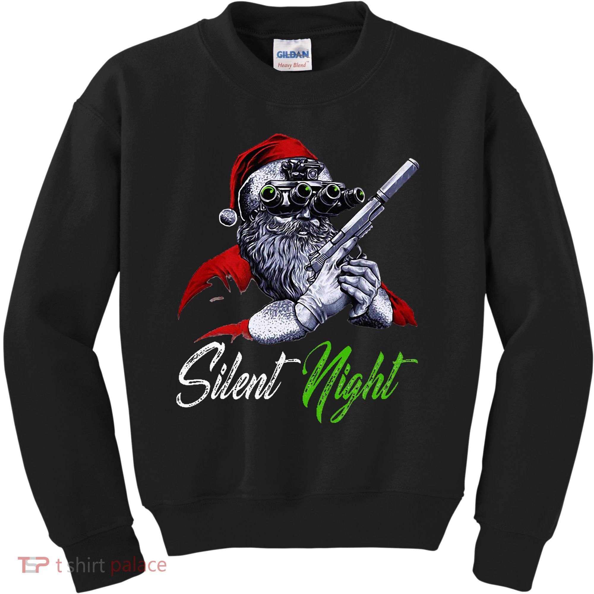 Christmas Santa Claus Guns Silent Night Santa Kids Sweatshirt