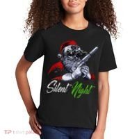 Christmas Santa Claus Guns Silent Night Santa Kids T-Shirt thumb 2