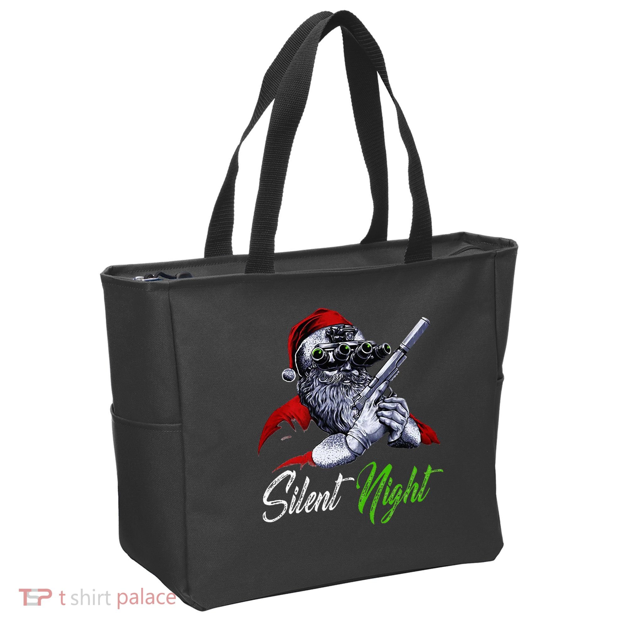 Christmas Santa Claus Guns Silent Night Santa Tote Bag