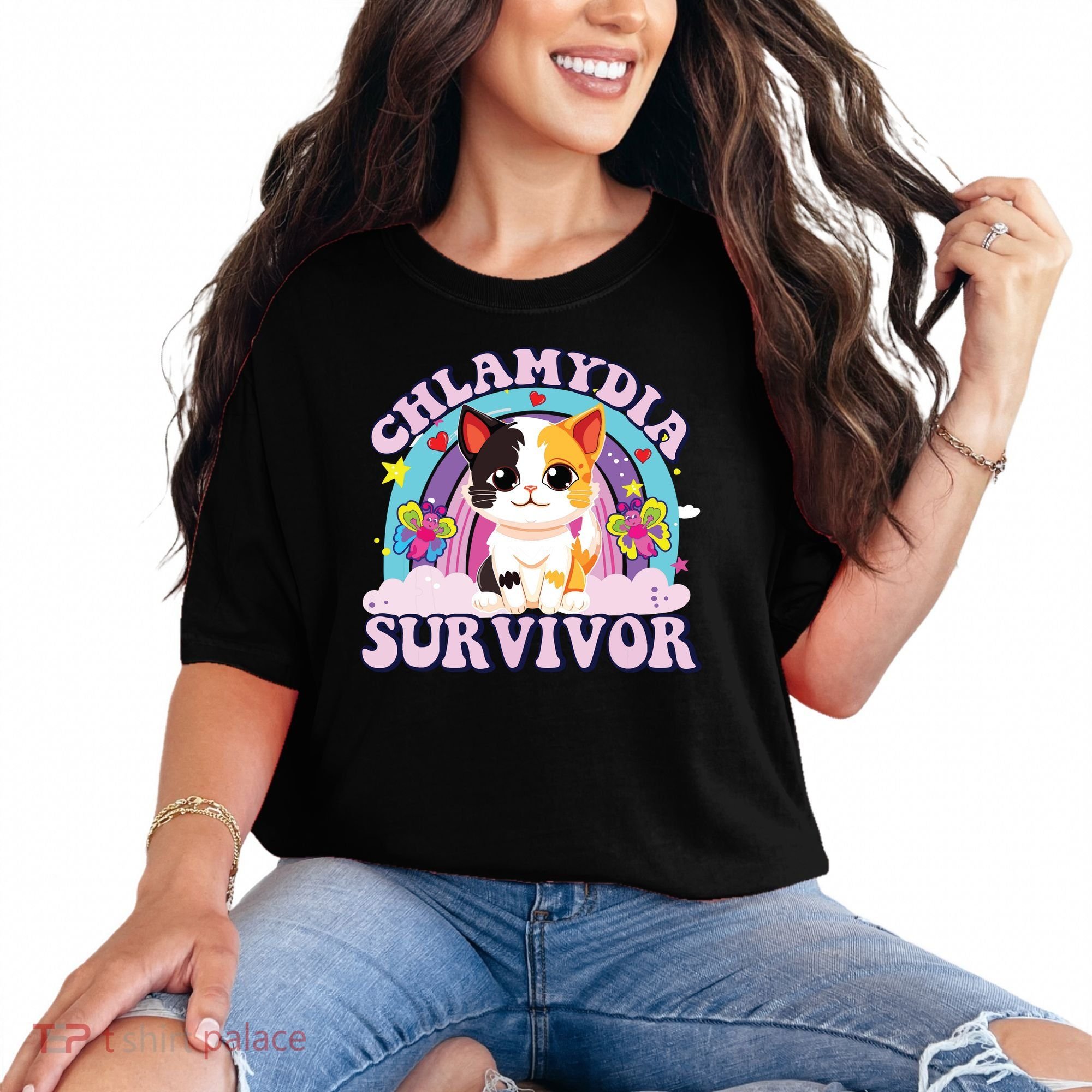 Chlamydia Survivor Cat Meme Funny Comfort Colors T-Shirt