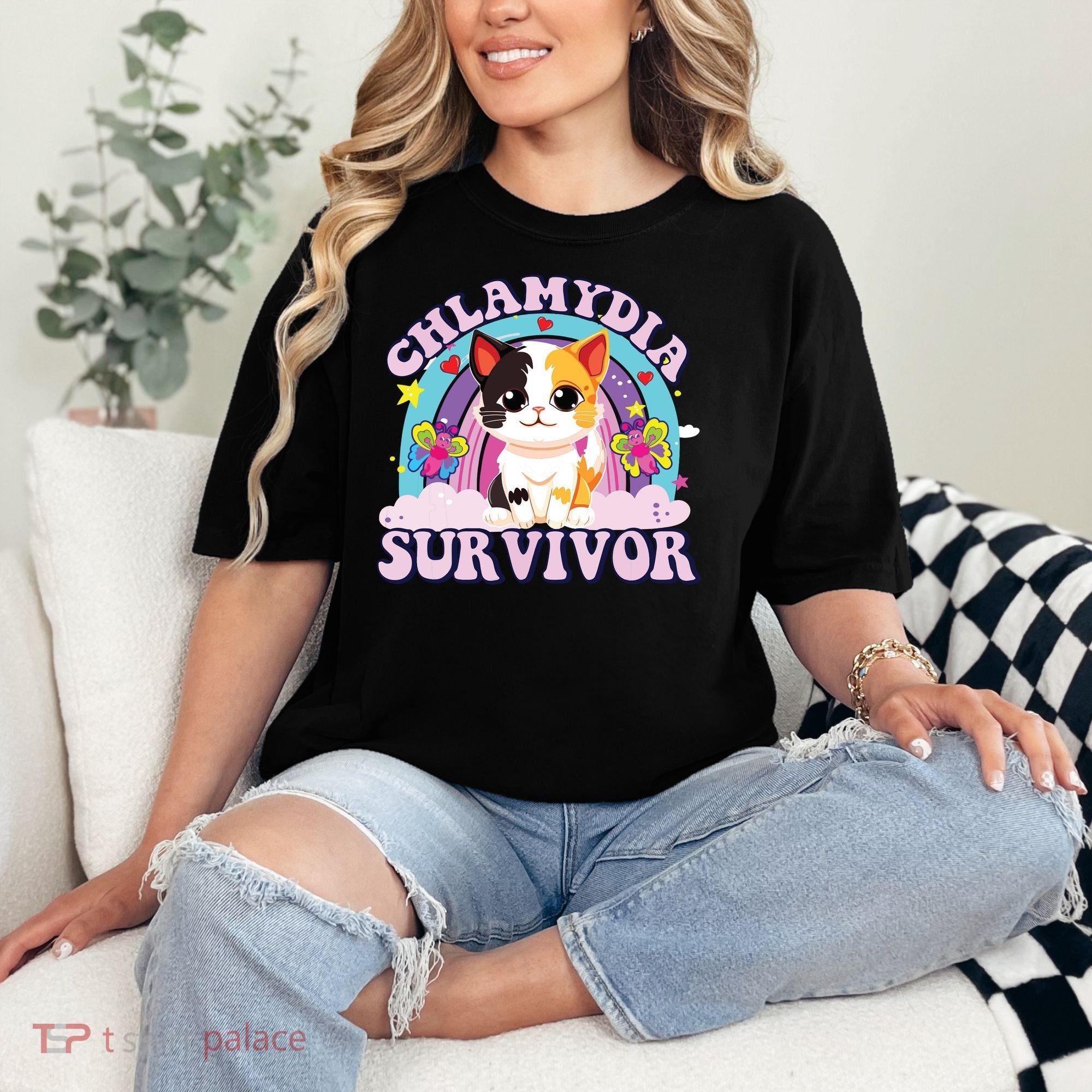 Chlamydia Survivor Cat Meme Funny Comfort Colors T-Shirt