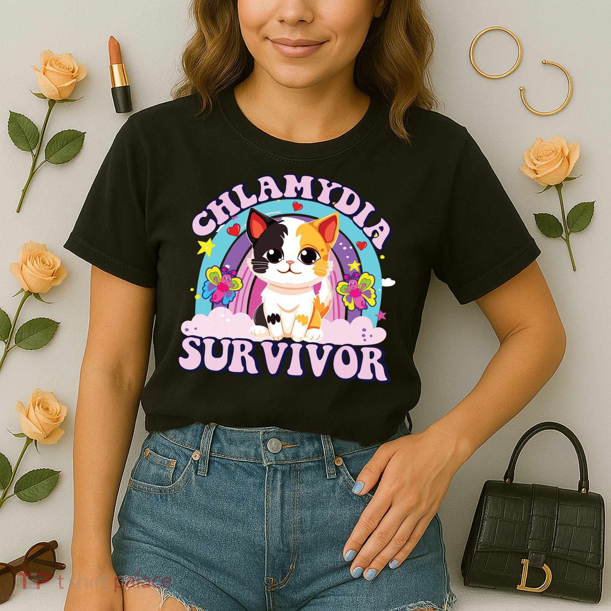 Chlamydia Survivor Cat Meme Funny Comfort Colors Boxy T-Shirt
