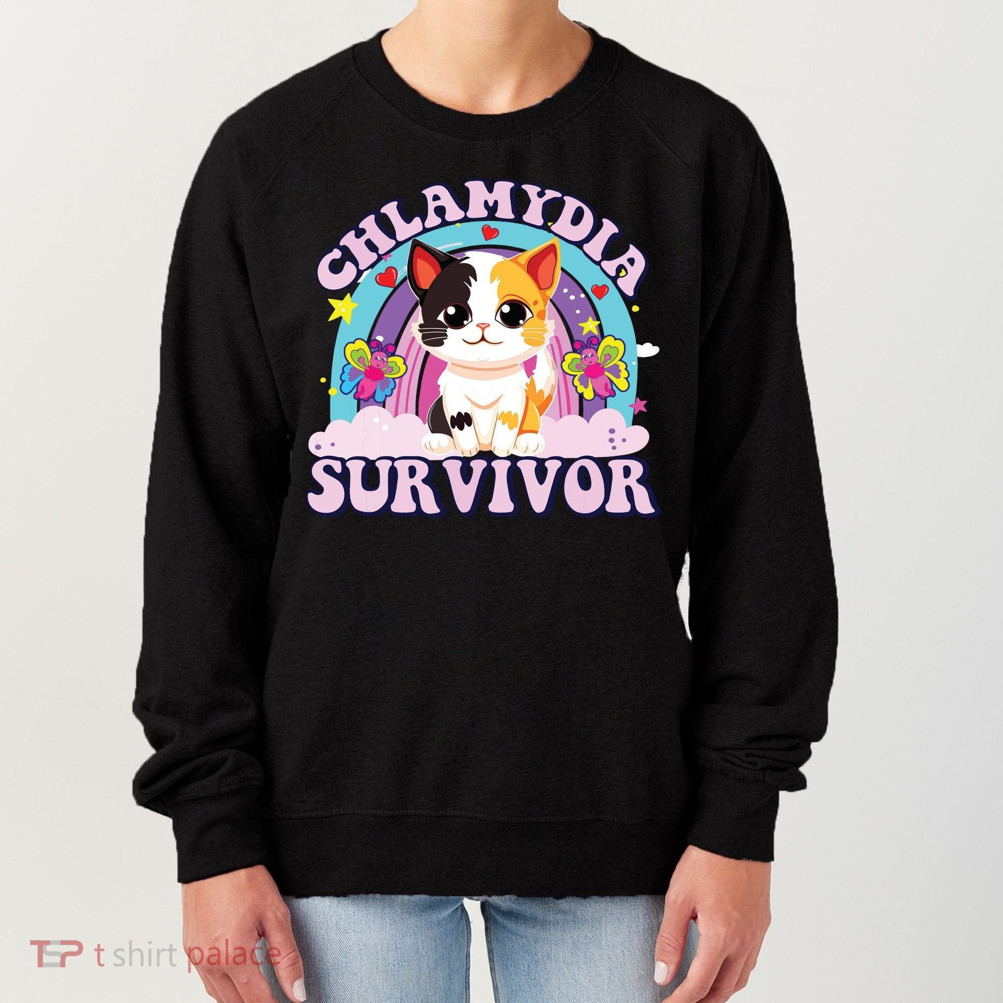 Chlamydia Survivor Cat Meme Funny Women's Sweatshirt