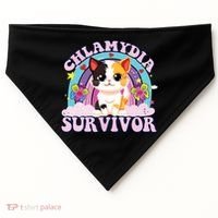 Chlamydia Survivor Cat Meme Funny USA-Made Doggie Bandana thumb 0