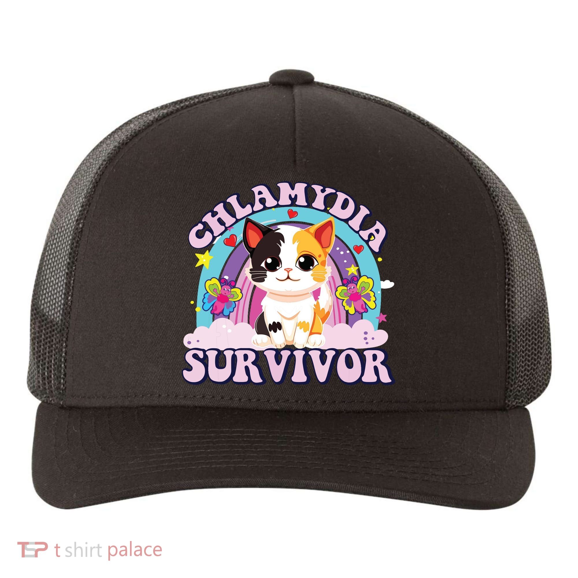 Chlamydia Survivor Cat Meme Funny Yupoong Adult 5-Panel Trucker Hat