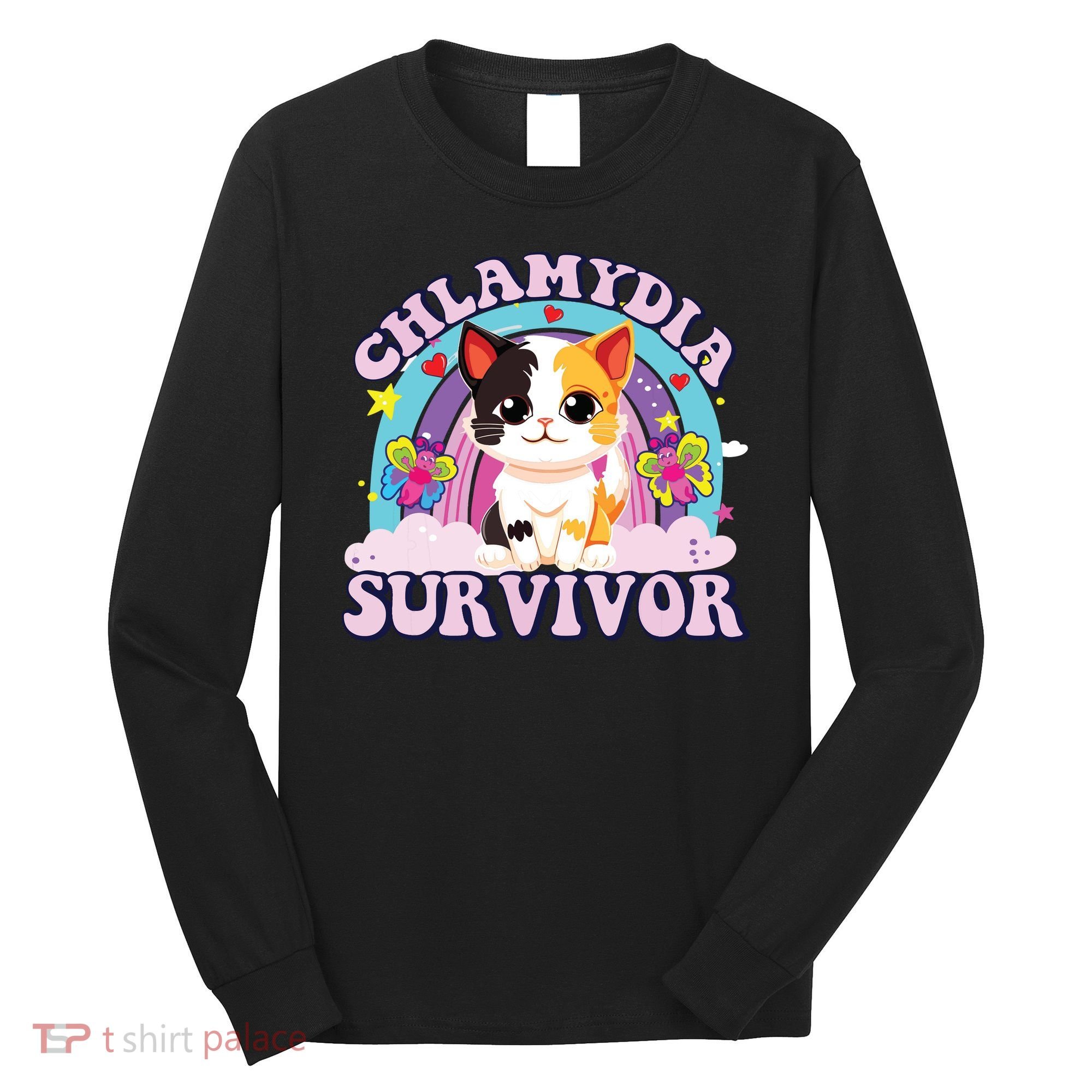 Chlamydia Survivor Cat Meme Funny Long Sleeve Shirt