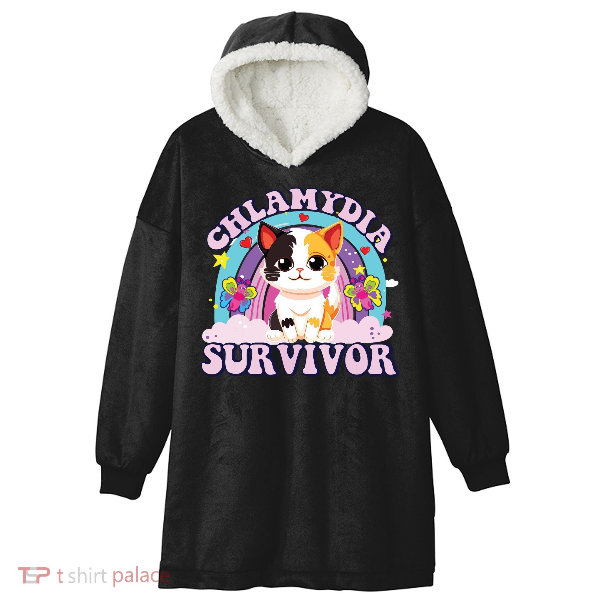 Chlamydia Survivor Cat Meme Funny Hooded Wearable Blanket