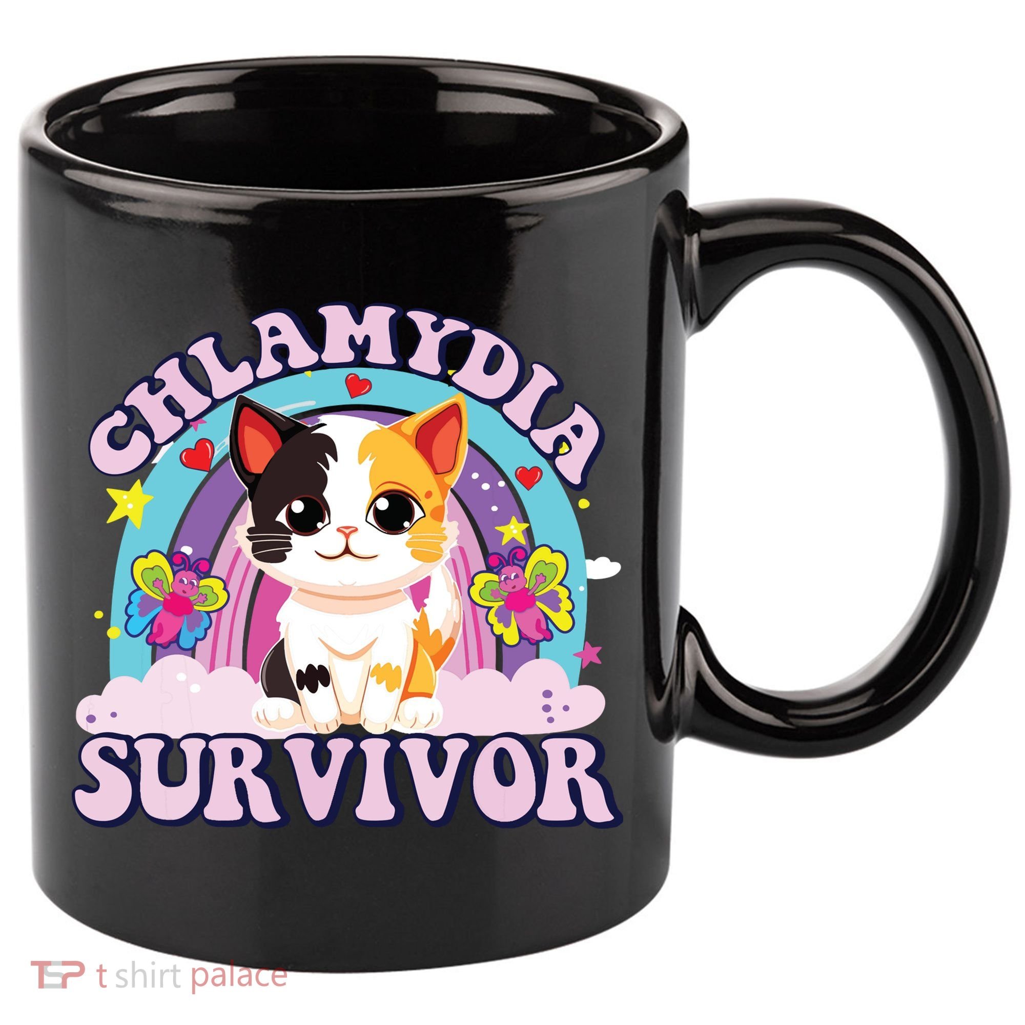 Chlamydia Survivor Cat Meme Funny 11oz C Handle Ceramic Mug