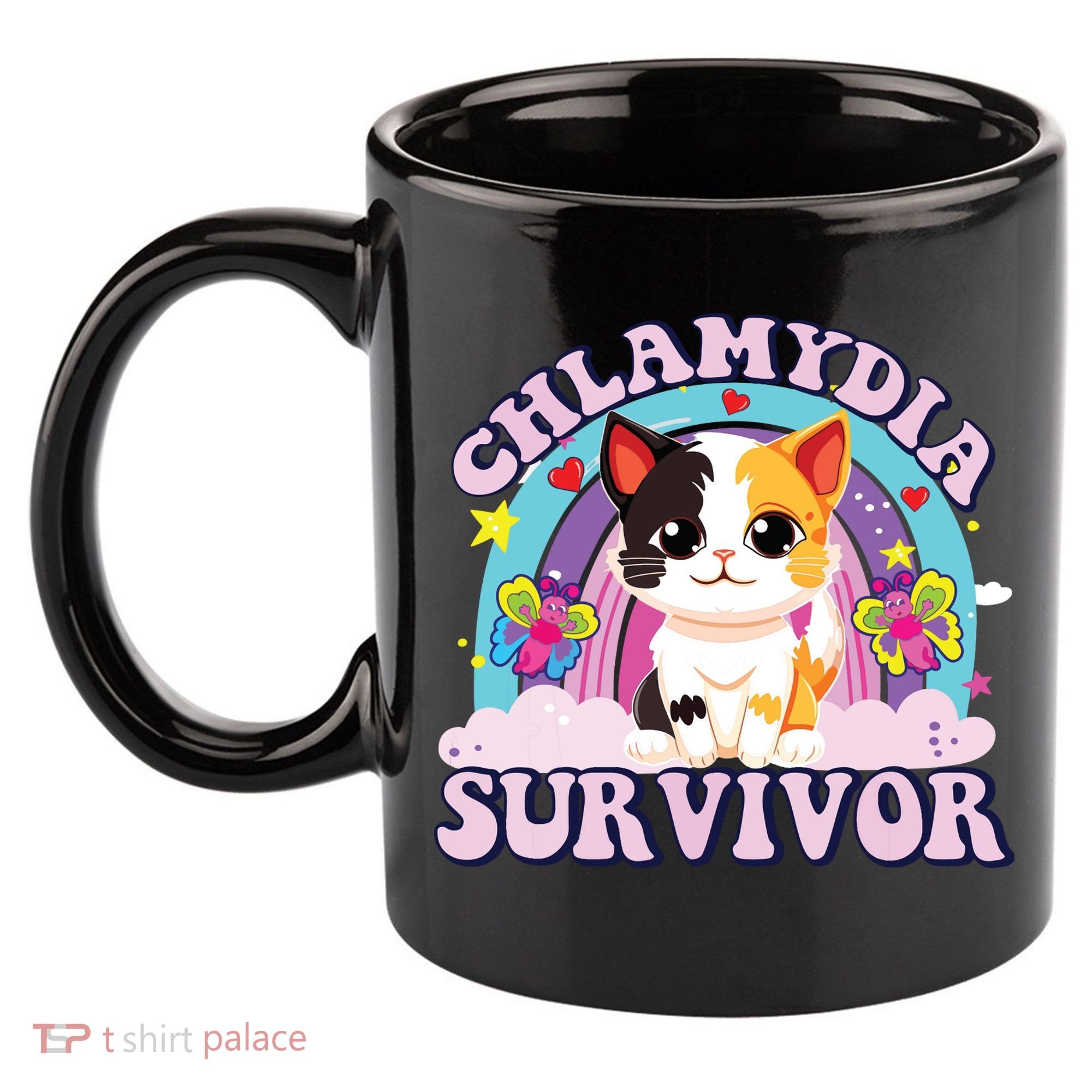 Chlamydia Survivor Cat Meme Funny 11oz C Handle Ceramic Mug