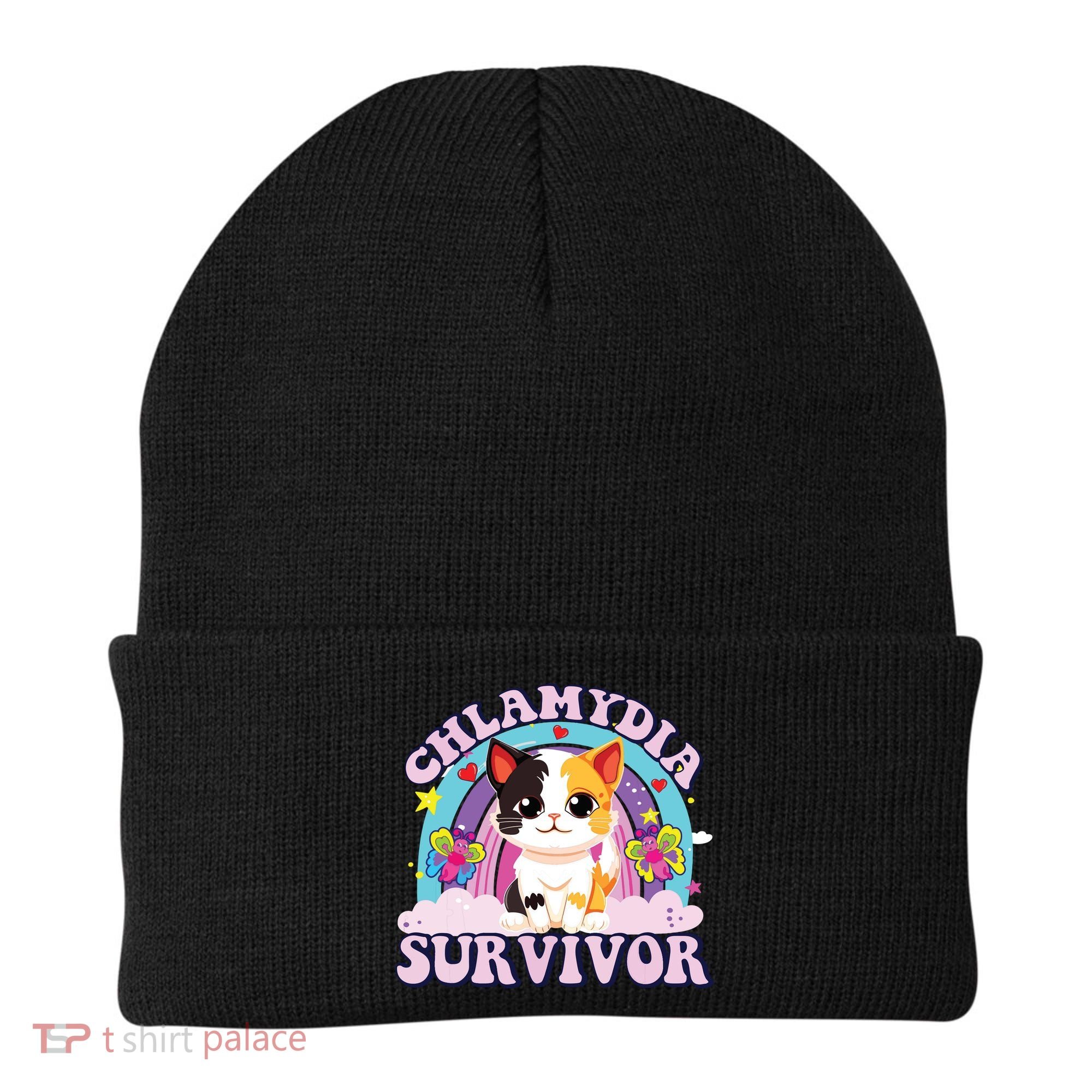 Chlamydia Survivor Cat Meme Funny Beanie