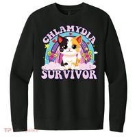Chlamydia Survivor Cat Meme Funny V.I.T. Fleece Crew Sweatshirt thumb 0