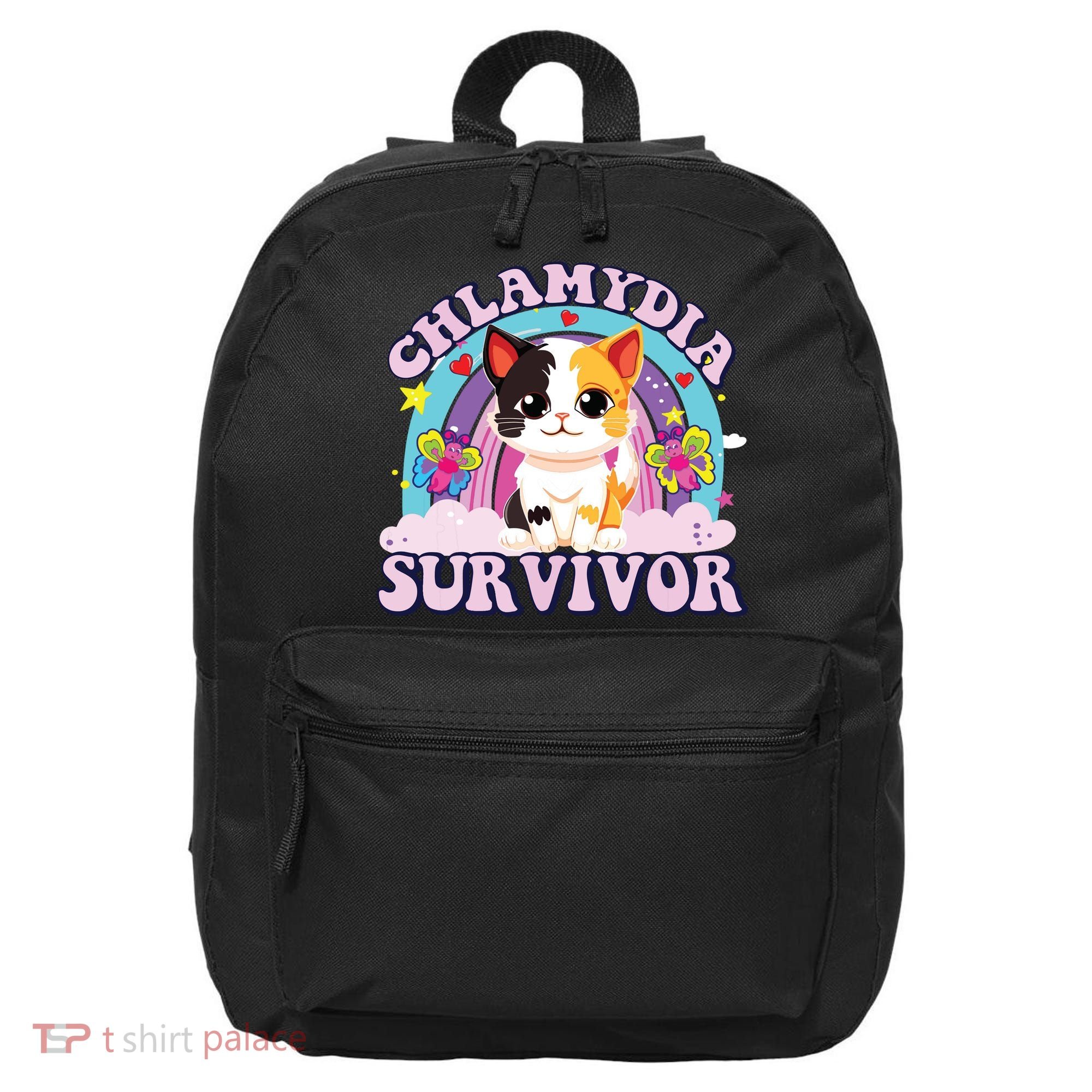 Chlamydia Survivor Cat Meme Funny 16 in Basic Backpack
