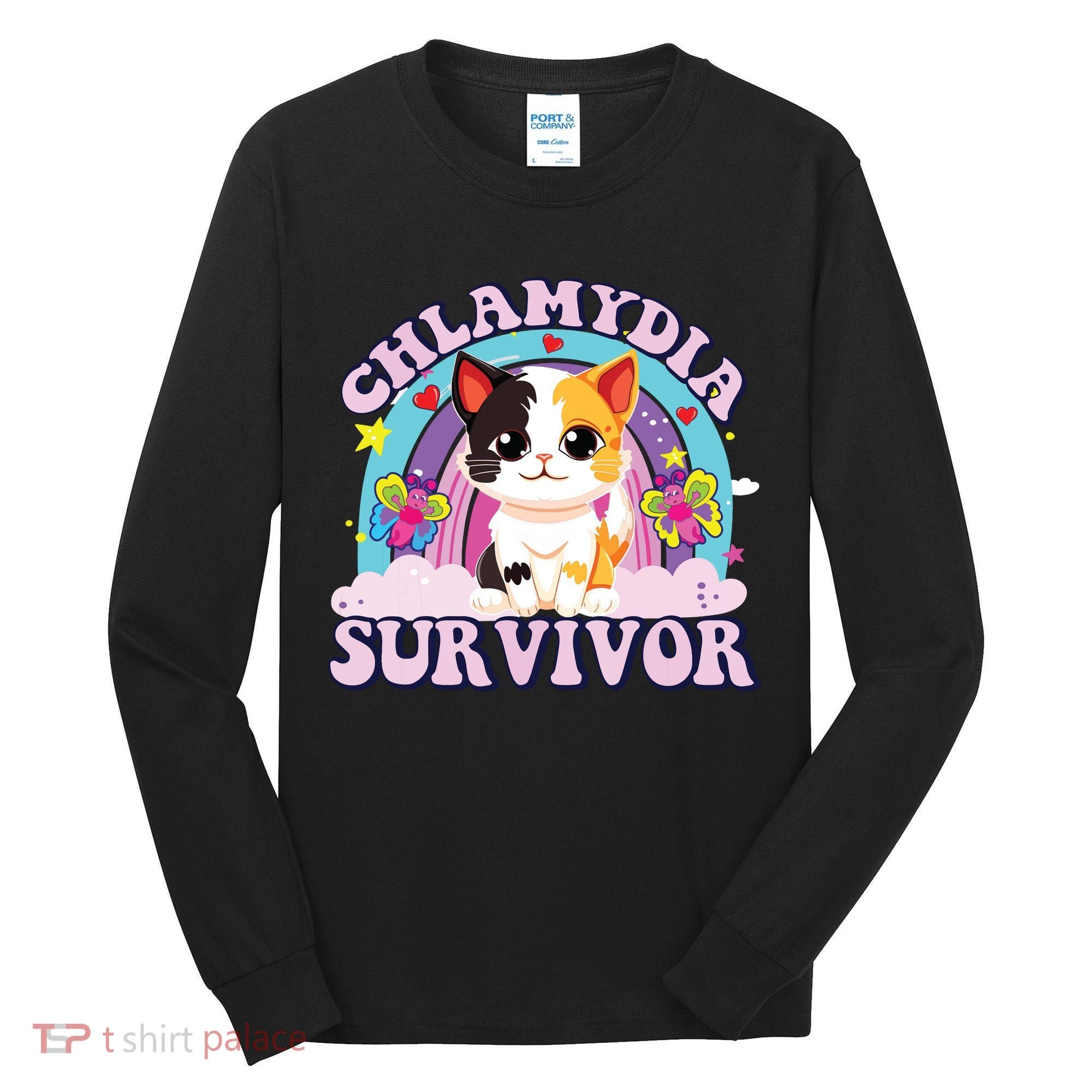 Chlamydia Survivor Cat Meme Funny Tall Long Sleeve Shirt