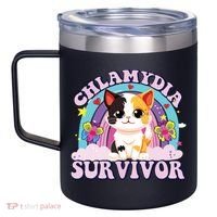 Chlamydia Survivor Cat Meme Funny 12oz Stainless Steel Coffee Mug thumb 2
