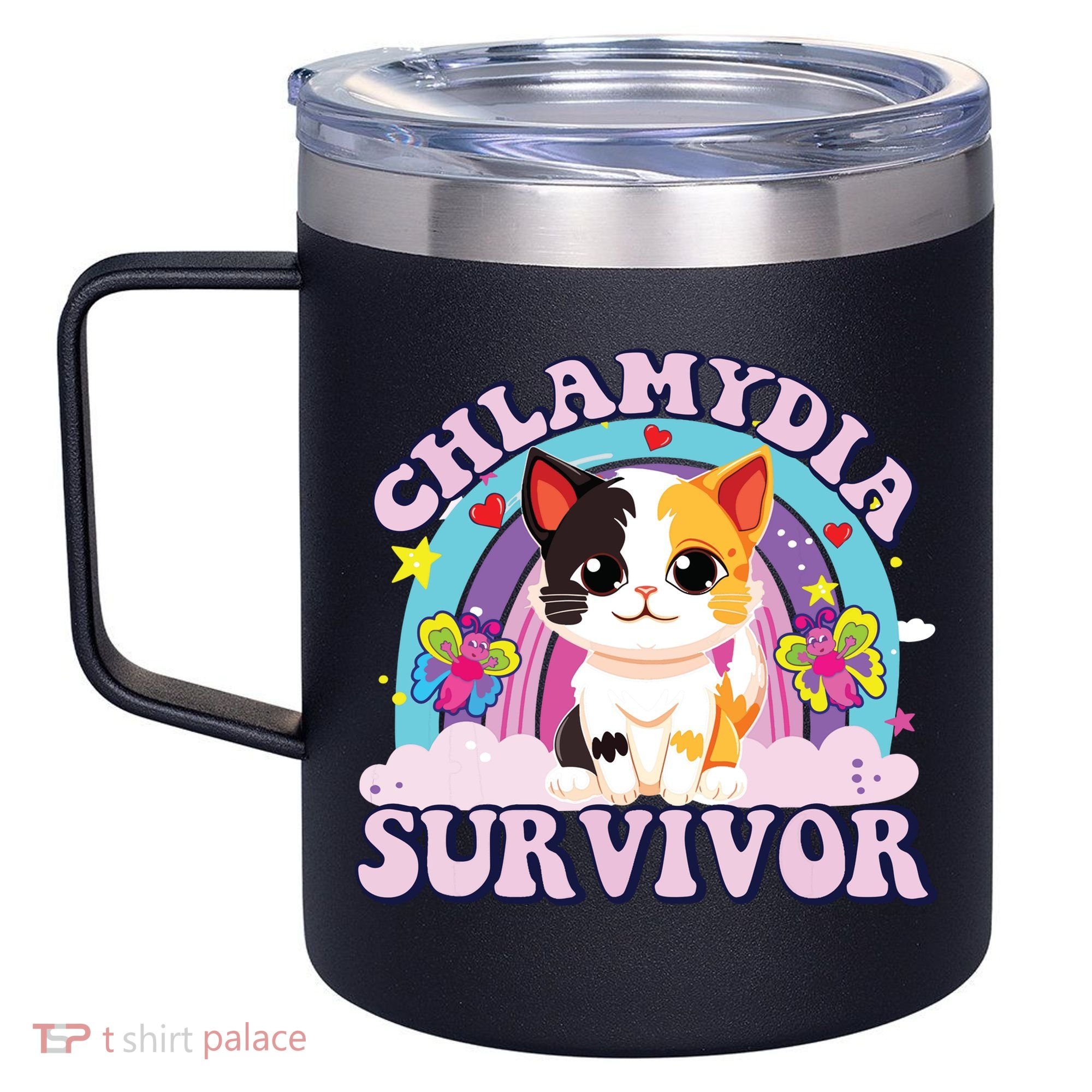Chlamydia Survivor Cat Meme Funny 12oz Stainless Steel Coffee Mug